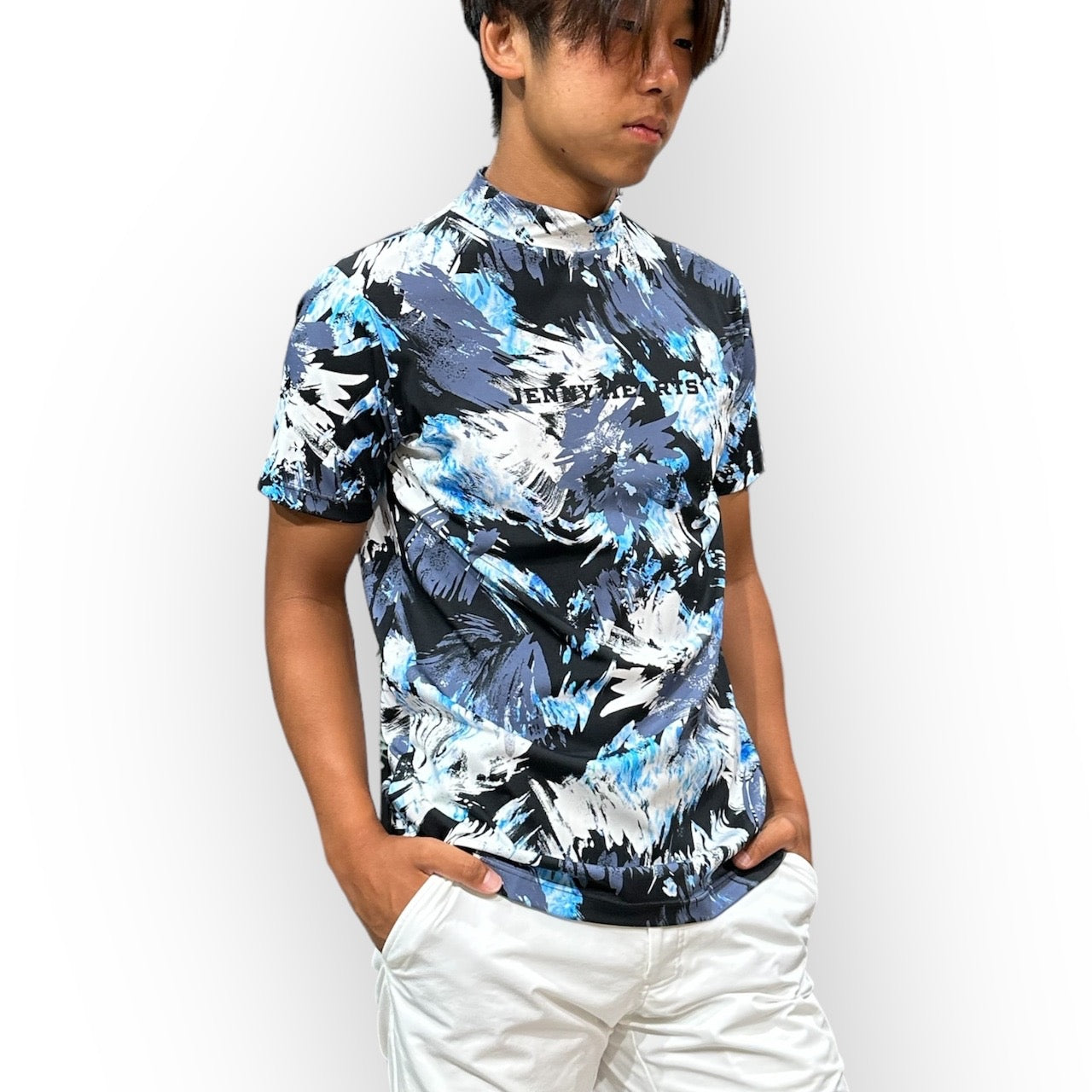 Mens Smooth Mosk Graffiti 接触冷感 ゴルフウェア おすすめ 半袖 おしゃれ 春夏 なめらか肌触り スムースシリーズ メンズゴルフウェア