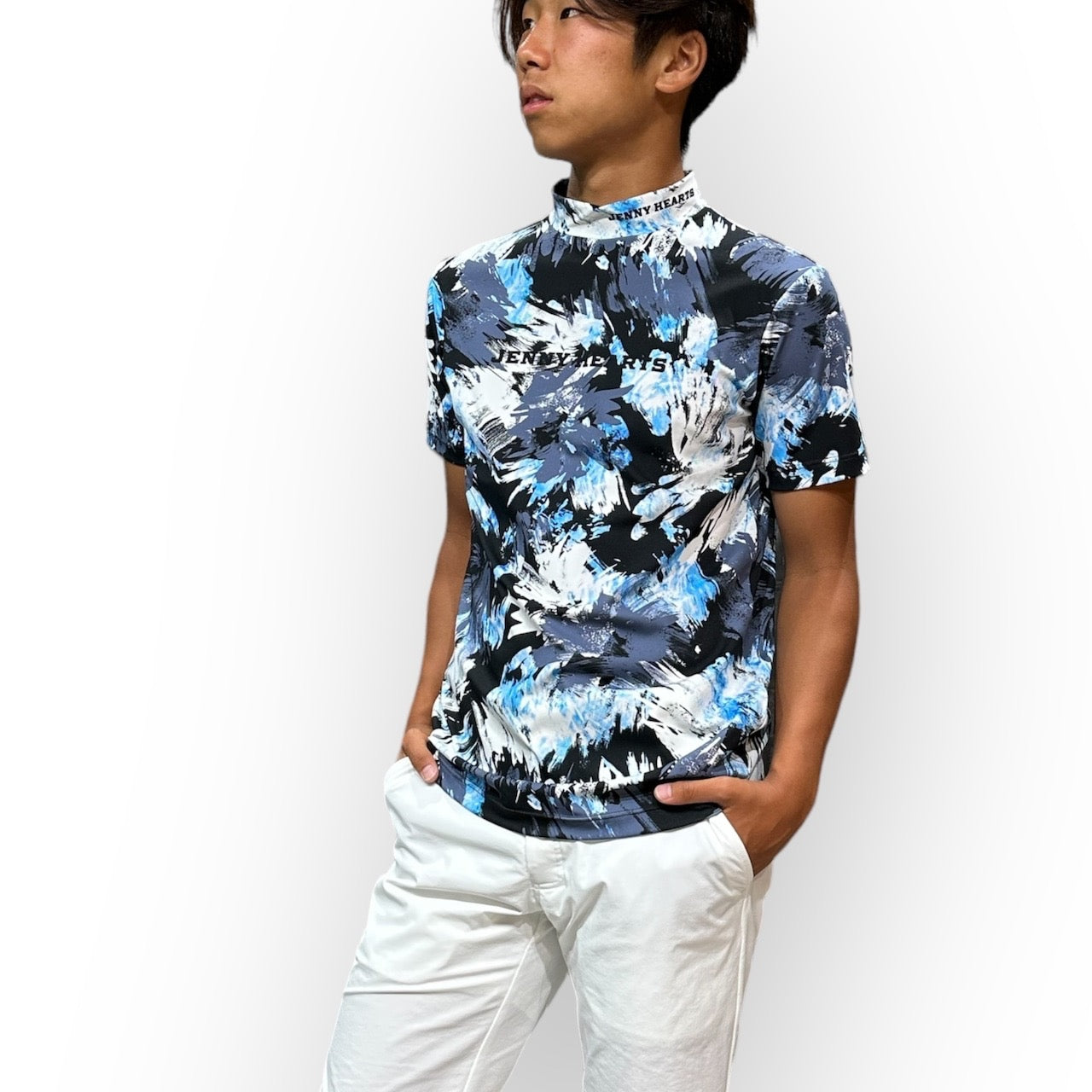 Mens Smooth Mosk Graffiti 接触冷感 ゴルフウェア おすすめ 半袖 おしゃれ 春夏 なめらか肌触り スムースシリーズ メンズゴルフウェア