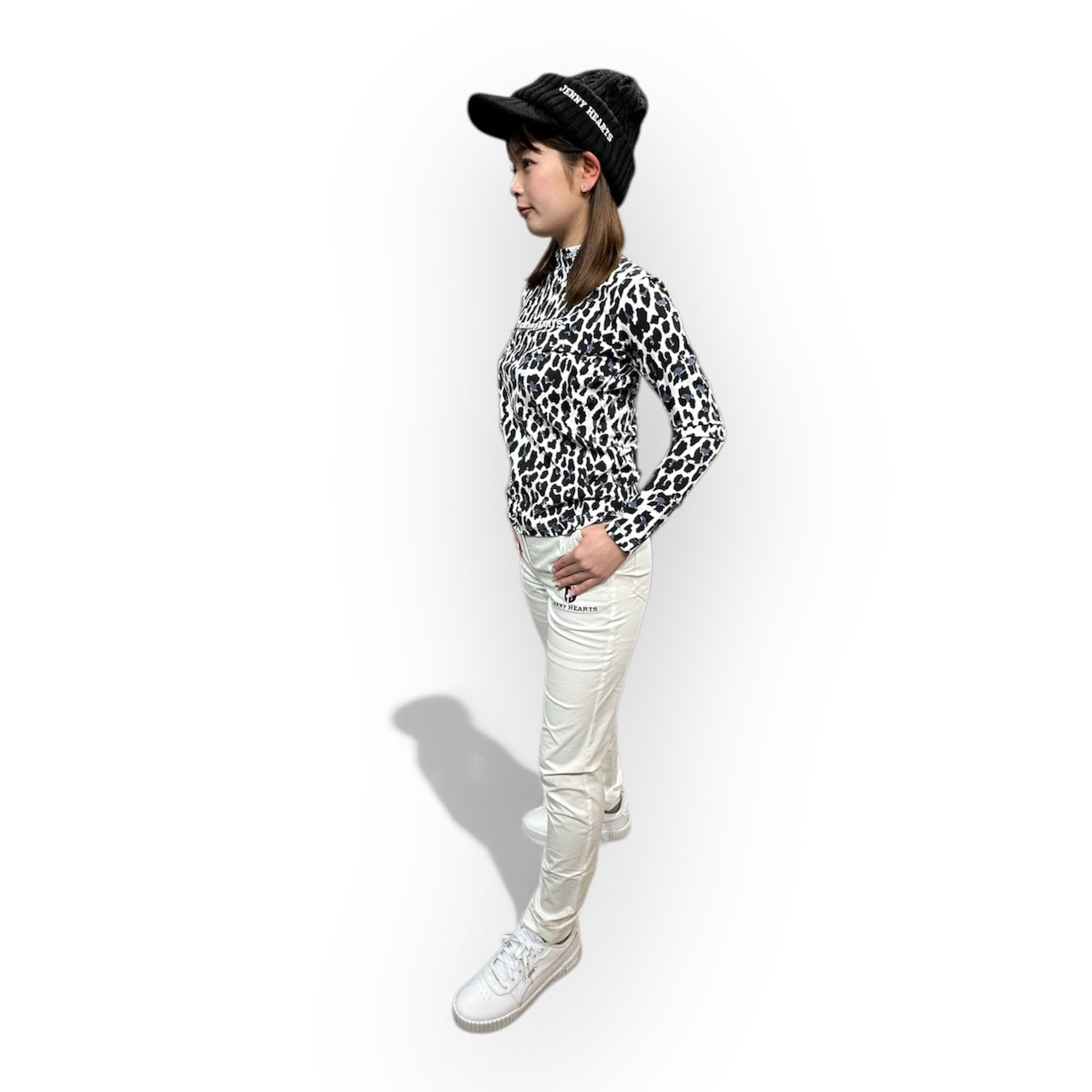 Ladies Smooth Mock Animal Panther レディースモックネック ナイロン 長袖 黒豹 伸縮性 接触冷感 春 おしゃれ 可愛い ゴルフ女子
