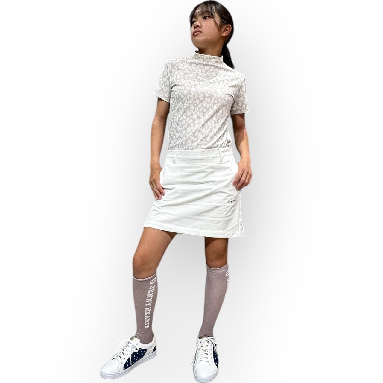 Junior Elastic Flare Skirt 002 ガールズ ゴルフスカート 伸縮性 フレアスカート ウェストゴム付き 150cm
