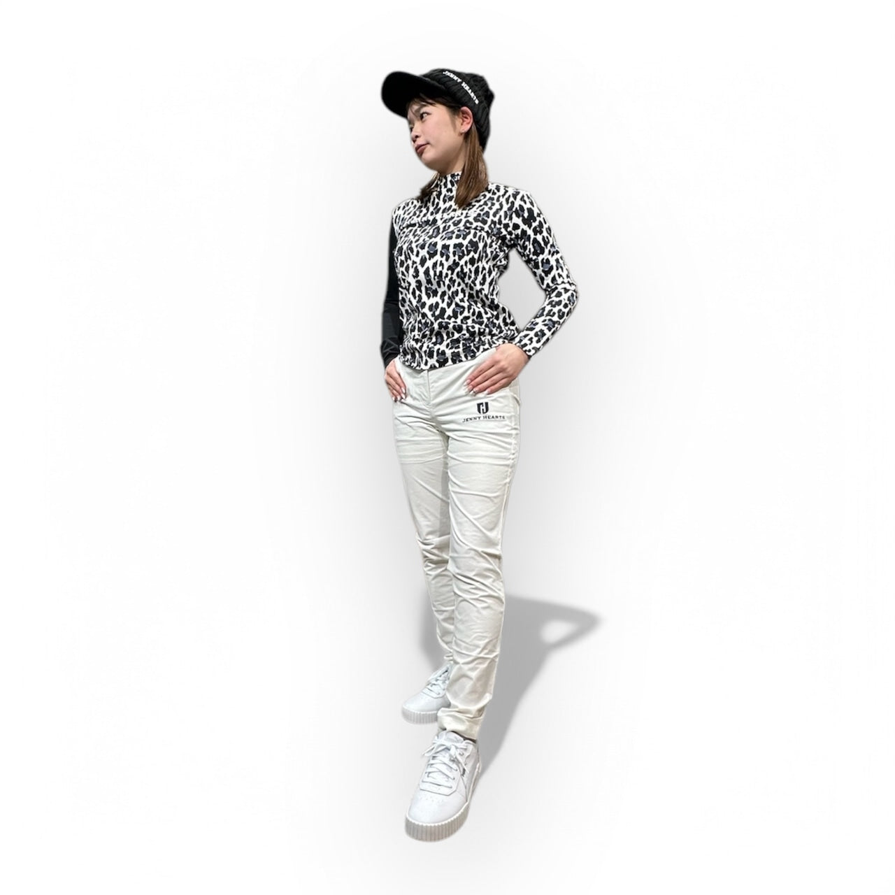 Ladies Smooth Mock Animal Panther レディースモックネック ナイロン 長袖 黒豹 伸縮性 接触冷感 春 おしゃれ 可愛い ゴルフ女子