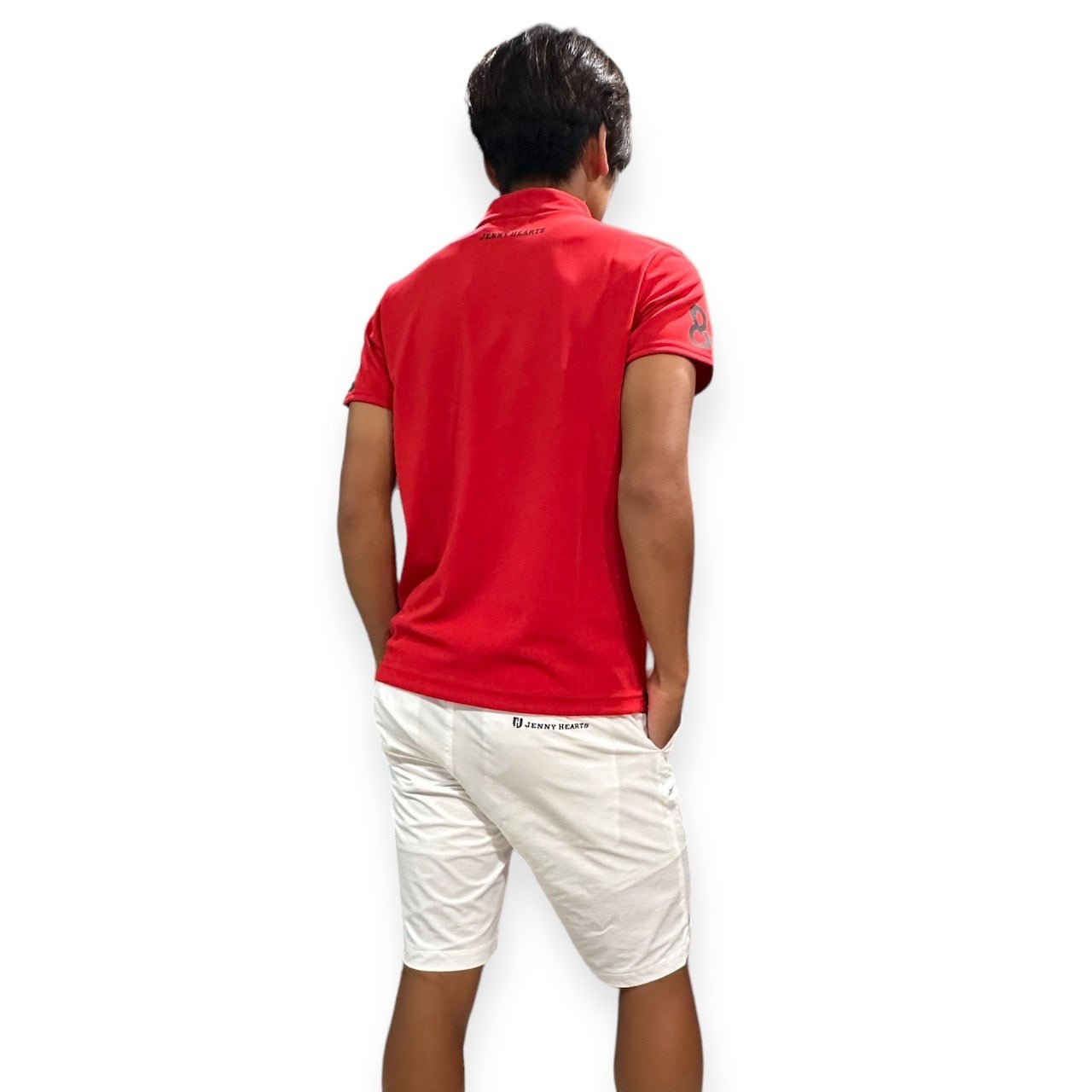 <お試し商品>Dry Mock Neck Red 赤 メンズゴルフウェア モックネック 春 夏 メンズXL 大きいサイズ