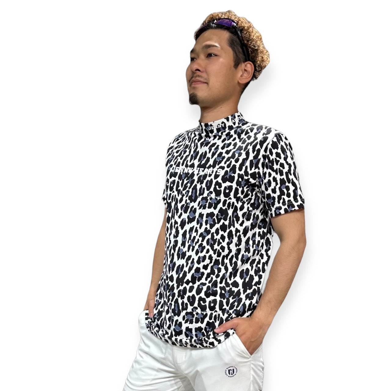 Mens Smooth Mock Animal Panther 黒豹 接触冷感 なめらか肌触り おしゃれ 春夏 スムースシリーズ メンズゴルフウェア パンサー