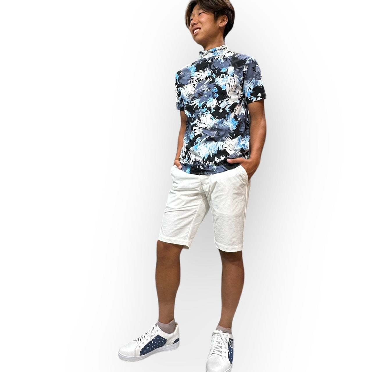 Mens Smooth Mosk Graffiti 接触冷感 ゴルフウェア おすすめ 半袖 おしゃれ 春夏 なめらか肌触り スムースシリーズ メンズゴルフウェア