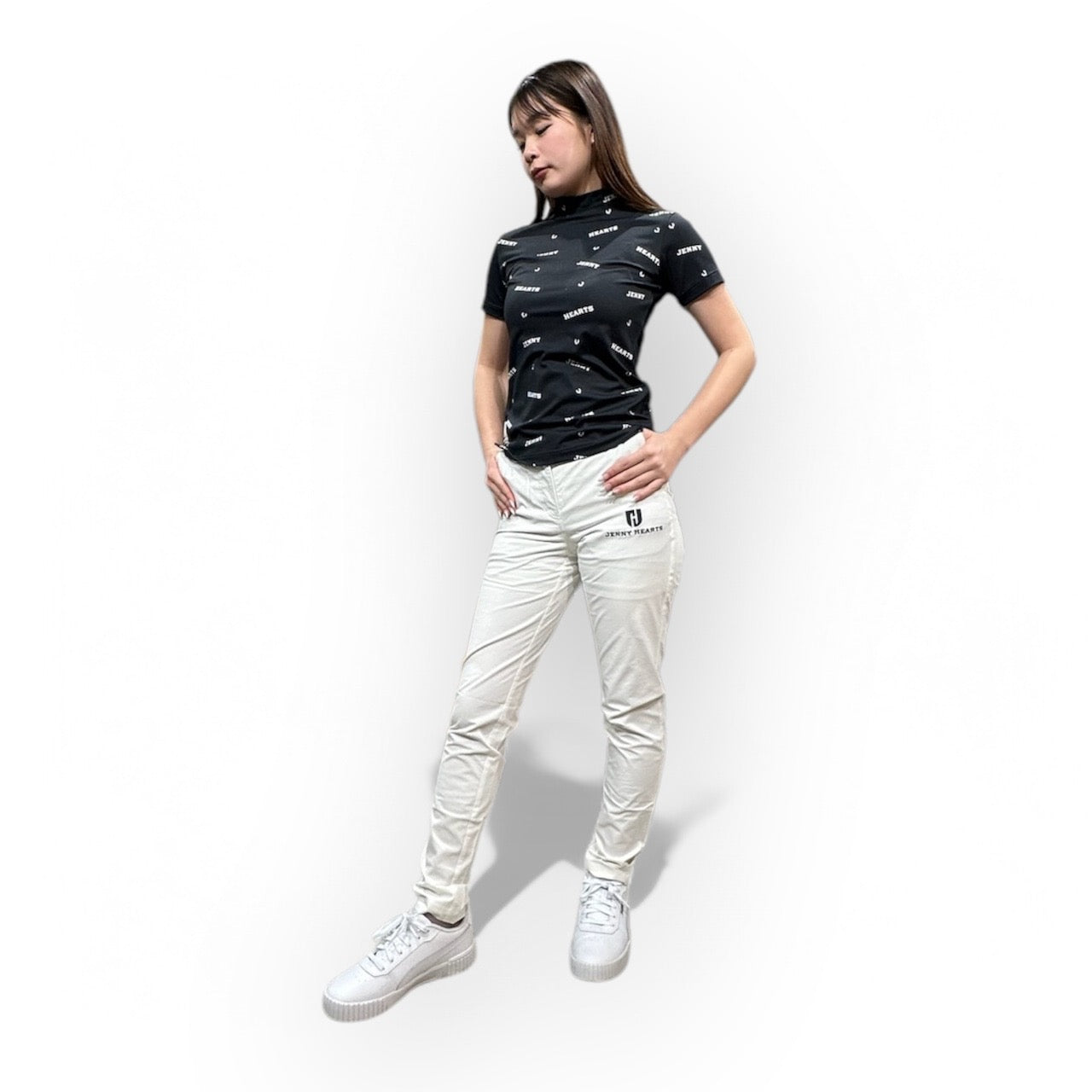 Ladies Smooth Mock Brand Logo ゴルフウェア レディース モックネック 半袖 接触冷感 なめらか肌触り UVカット 伸縮性高い おしゃれ 春夏