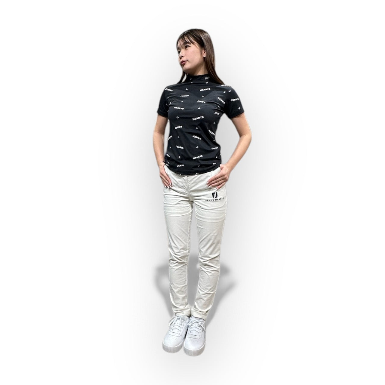Ladies Smooth Mock Brand Logo ゴルフウェア レディース モックネック 半袖 接触冷感 なめらか肌触り UVカット 伸縮性高い おしゃれ 春夏