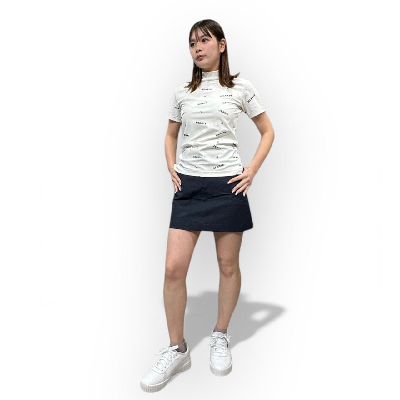 Ladies Smooth Mock Brand Logo ゴルフウェア レディース モックネック 半袖 接触冷感 なめらか肌触り UVカット 伸縮性高い おしゃれ 春夏