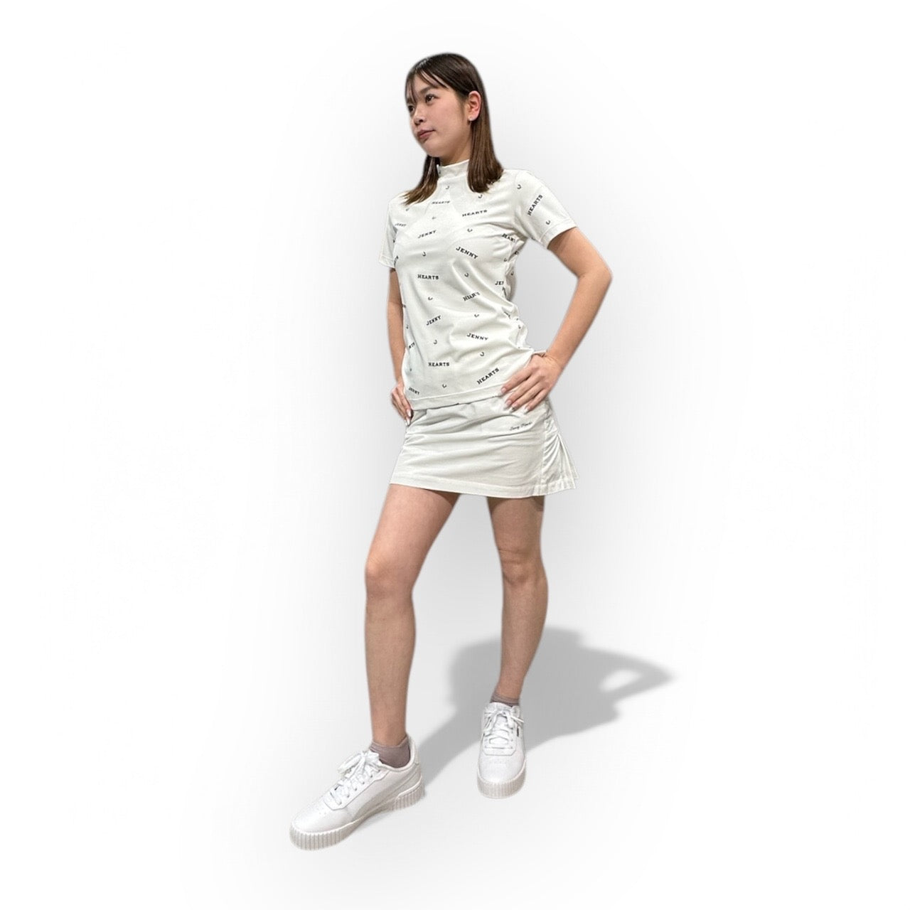 Ladies Smooth Mock Brand Logo ゴルフウェア レディース モックネック 半袖 接触冷感 なめらか肌触り UVカット 伸縮性高い おしゃれ 春夏