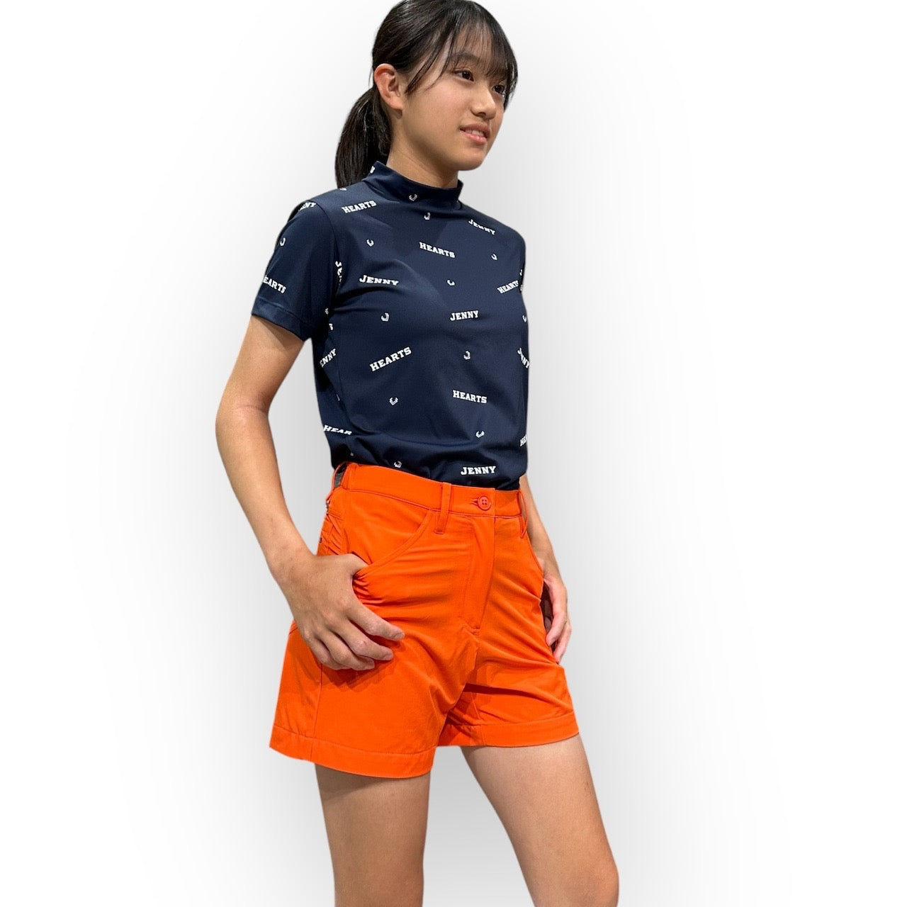 Ladies Smooth Mock Brand Logo ゴルフウェア レディース モックネック 半袖 接触冷感 なめらか肌触り UVカット 伸縮性高い おしゃれ 春夏