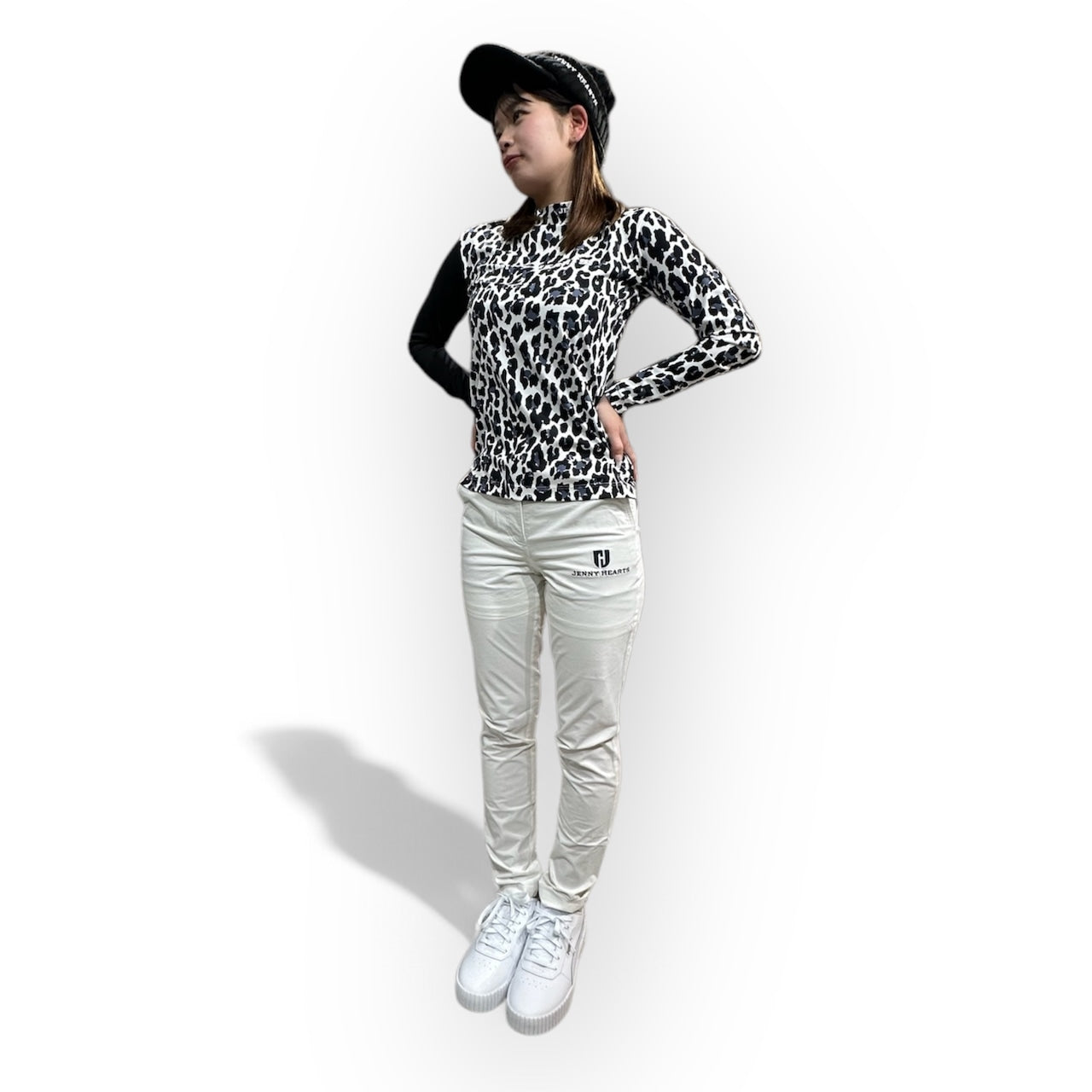 Ladies Smooth Mock Animal Panther レディースモックネック ナイロン 長袖 黒豹 伸縮性 接触冷感 春 おしゃれ 可愛い ゴルフ女子