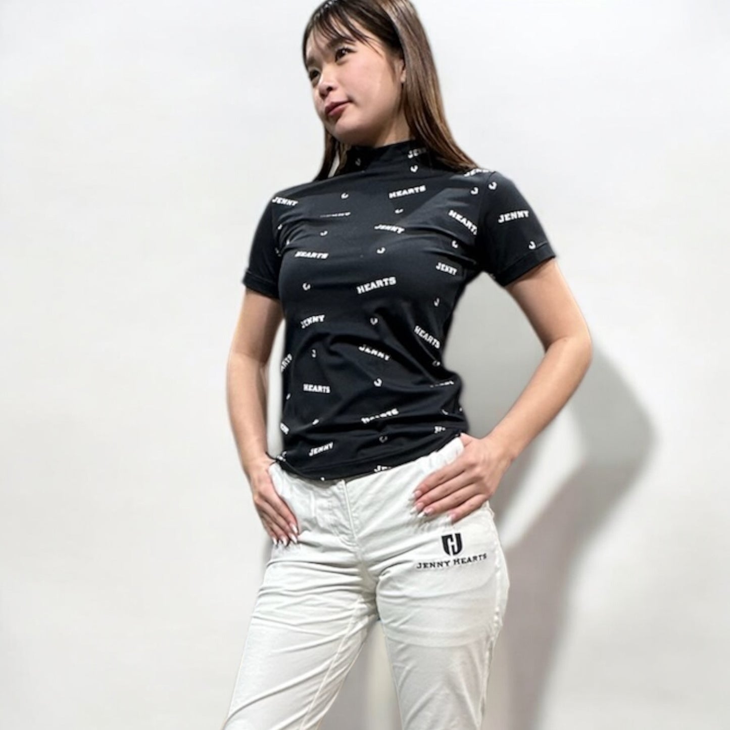 Ladies Smooth Mock Brand Logo ゴルフウェア レディース モックネック 半袖 接触冷感 なめらか肌触り UVカット 伸縮性高い おしゃれ 春夏