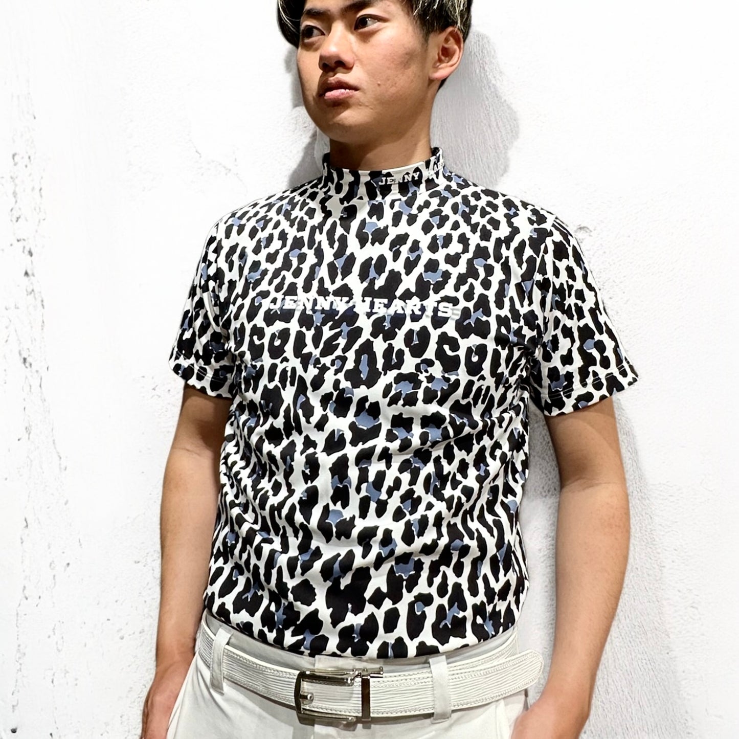 Mens Smooth Mock Animal Panther 黒豹 接触冷感 なめらか肌触り おしゃれ 春夏 スムースシリーズ メンズゴルフウェア パンサー