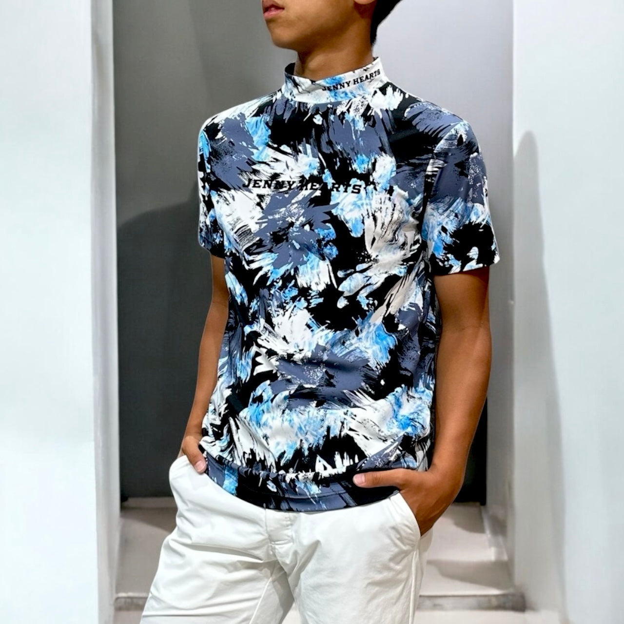Mens Smooth Mosk Graffiti 接触冷感 ゴルフウェア おすすめ 半袖 おしゃれ 春夏 なめらか肌触り スムースシリーズ メンズゴルフウェア