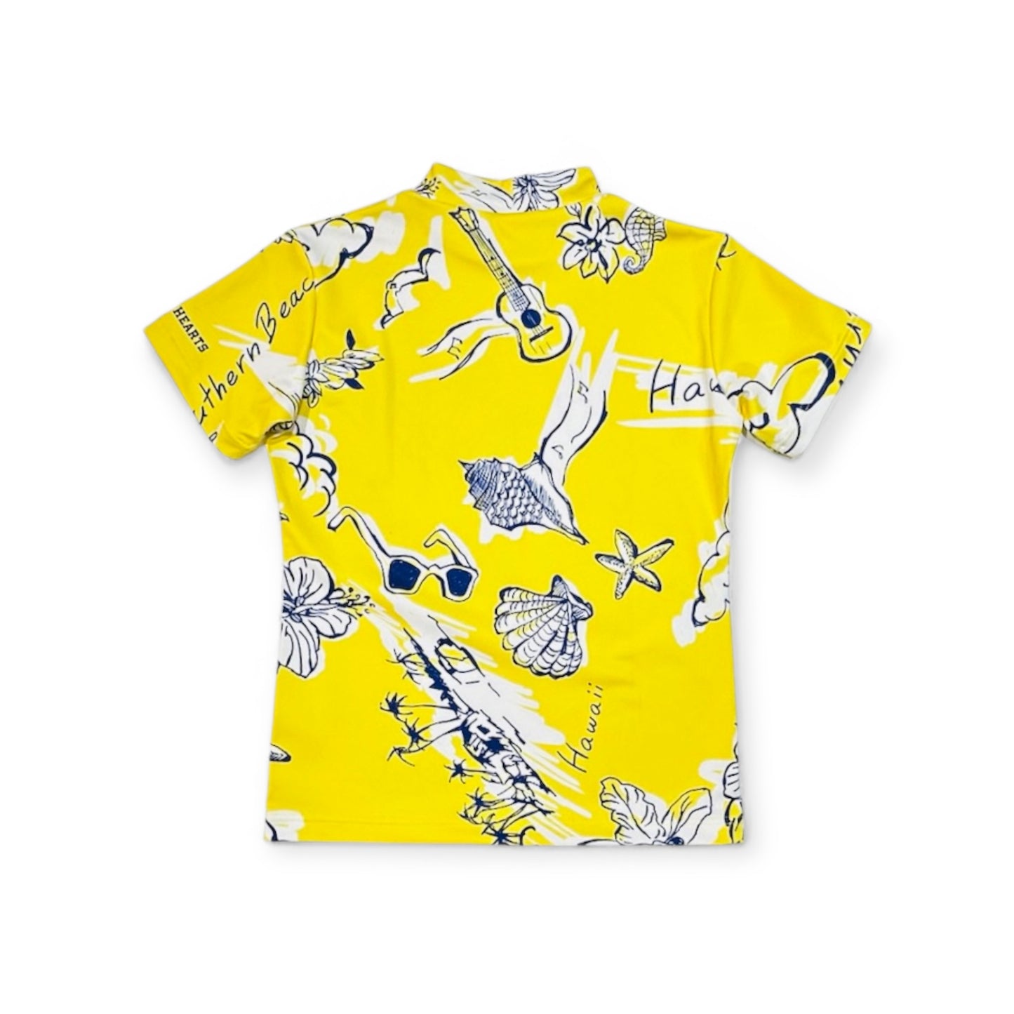\新発売/Ladies Mock Neck Hawaiian Yellow レディースゴルフウェア モックネック 半袖 ストレッチ 速乾 肌触りなめらか UVカット おしゃれ 可愛い 春夏