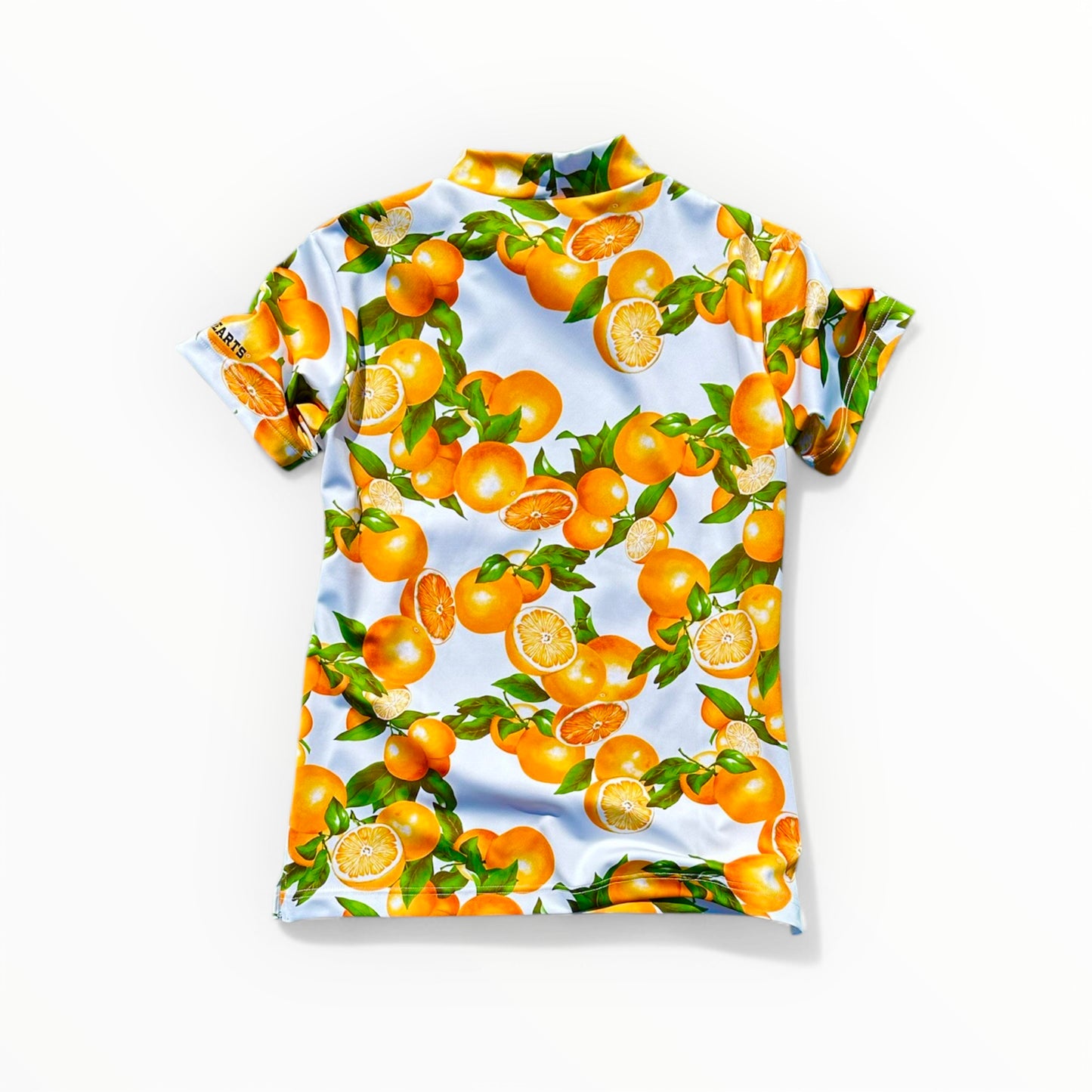 \新発売/Ladies Mock Neck Mandarin Orange レディースゴルフウェア モックネック 半袖 みかん ストレッチ 速乾 肌触りなめらか UVカット おしゃれ 可愛い 春夏