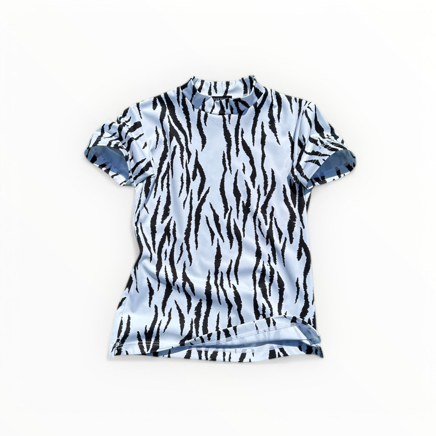 \新発売/Ladies Animal Mock Neck Zebra レディースゴルフウェア アニマル モックネック ゼブラ 半袖 春夏 高ストレッチ 肌触り柔らか 速乾 UVカット レディース ホワイト アニマル柄 オシャレ 可愛い ゴルフ女子 おすすめ プレゼント