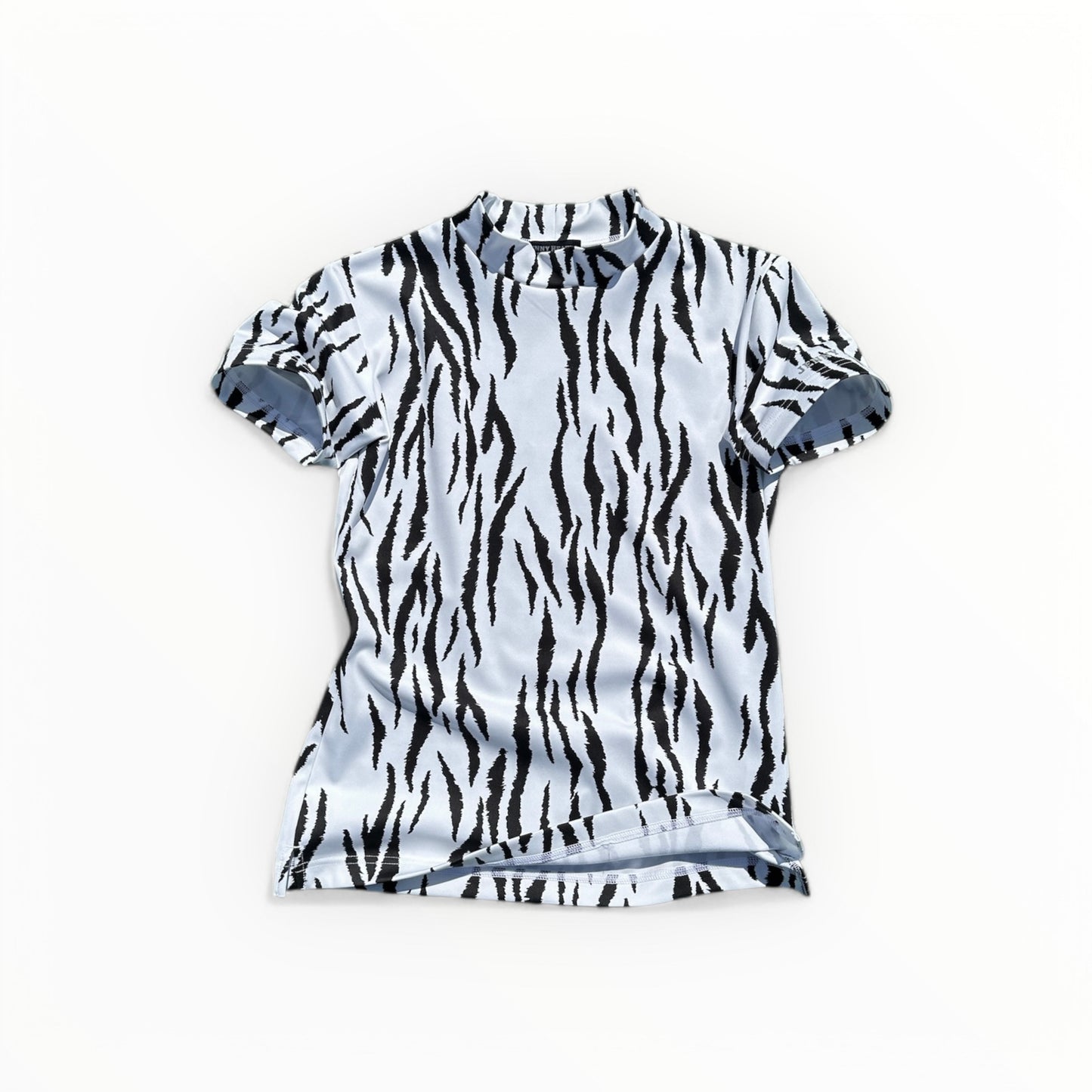 \新発売/Ladies Animal Mock Neck Zebra レディースゴルフウェア アニマル モックネック ゼブラ 半袖 春夏 高ストレッチ 肌触り柔らか 速乾 UVカット レディース ホワイト アニマル柄 オシャレ 可愛い ゴルフ女子 おすすめ プレゼント
