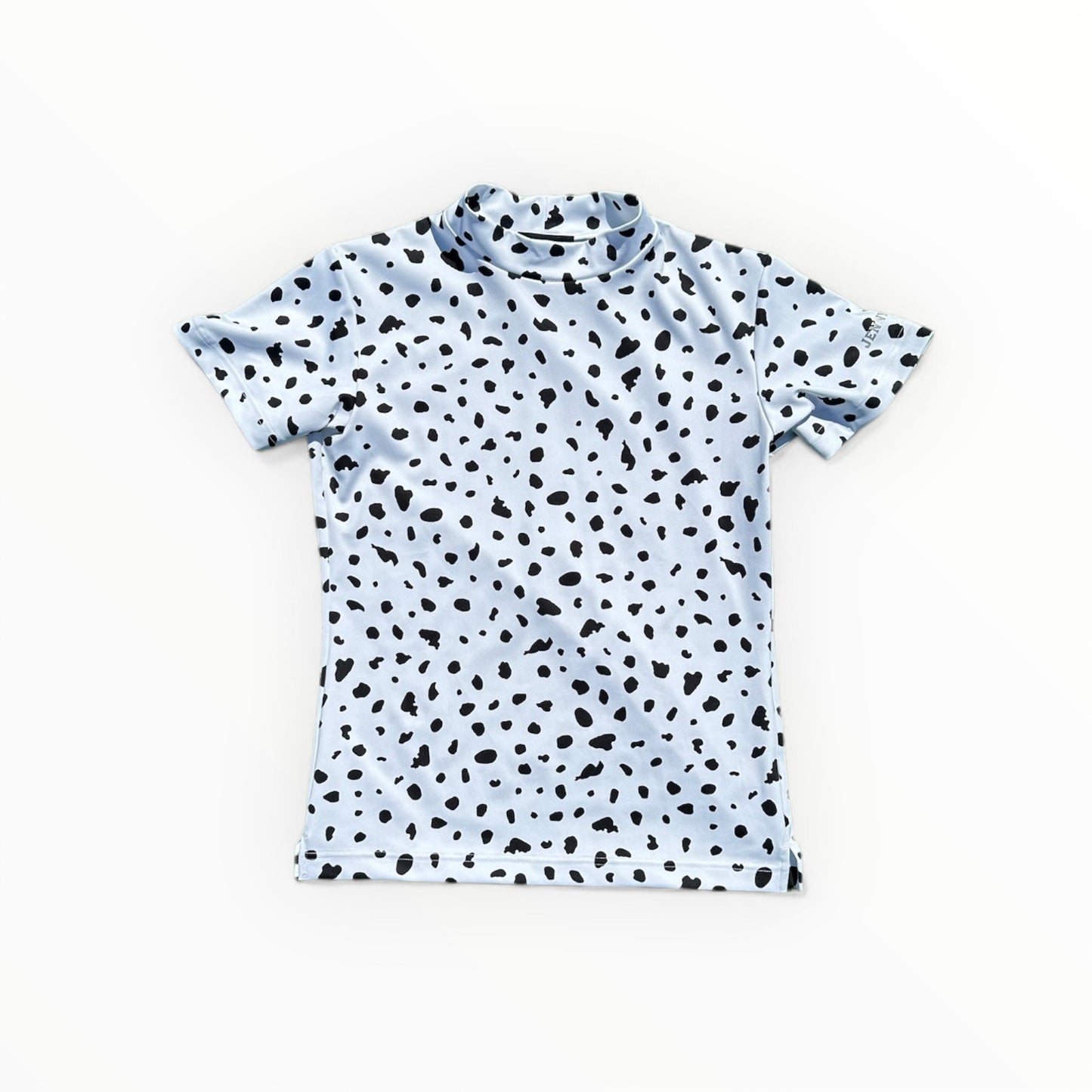 \新発売/Ladies Animal Mock Neck Leopard レディースゴルフウェア アニマル モックネック レオパード 豹柄 半袖 春夏 高ストレッチ 肌触り柔らか 速乾 UVカット レディース ホワイト アニマル柄 おしゃれ 可愛い ゴルフ女子 おすすめ プレゼント