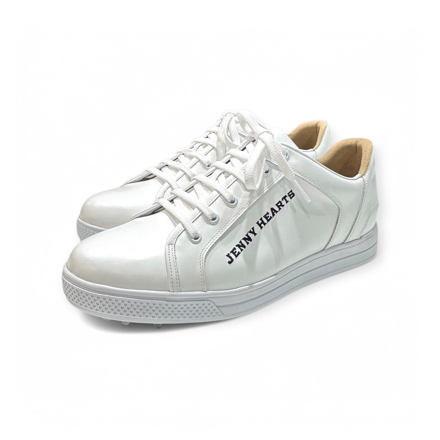 \7月17日発送/Ladies Golf Shoes Azasコラボ 002 スパイクレス 本革 白 レディース ゴルフ シューズ ツアープロ愛用