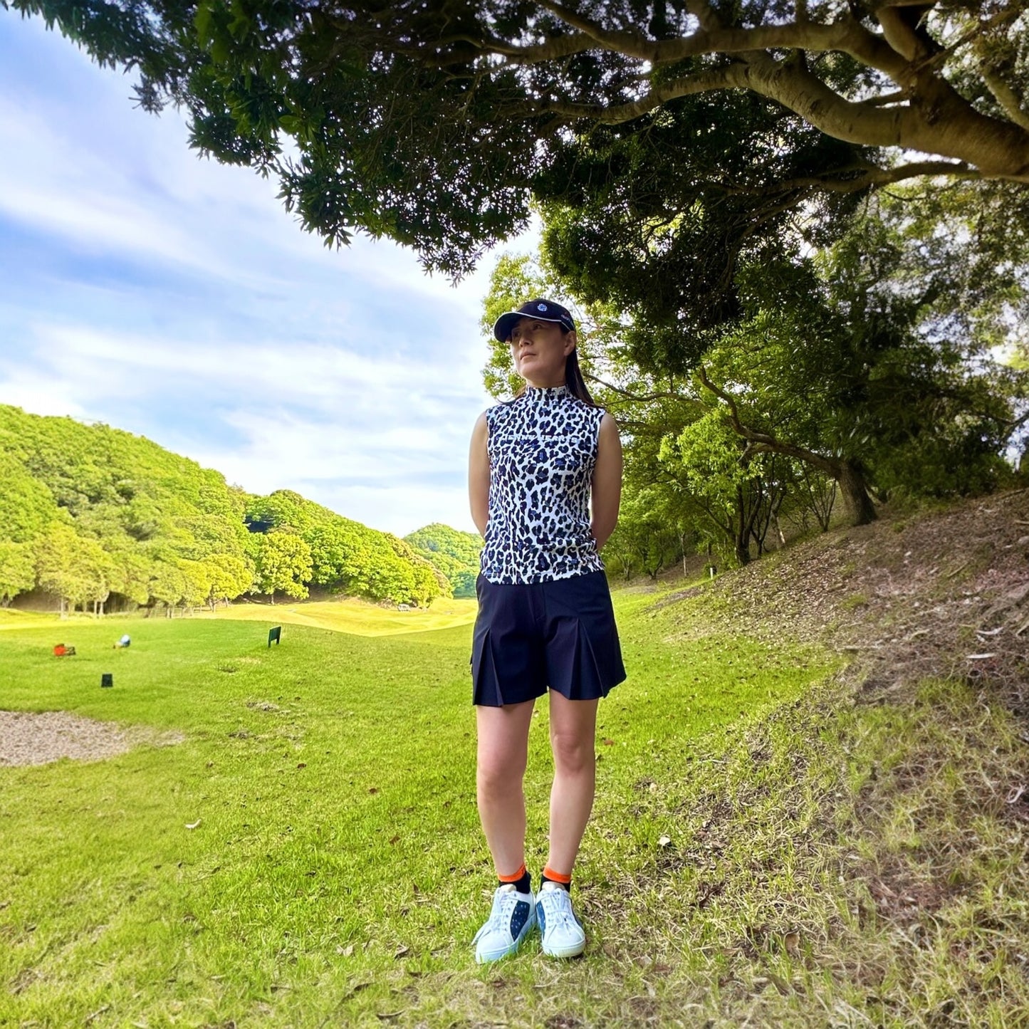 \6月21日発送/Ladies Short Culotte 2Way Stretchレディース ゴルフウェア ショート キュロット パンツ スカート 伸縮性 UVカット 透け防止 春夏 数量限定