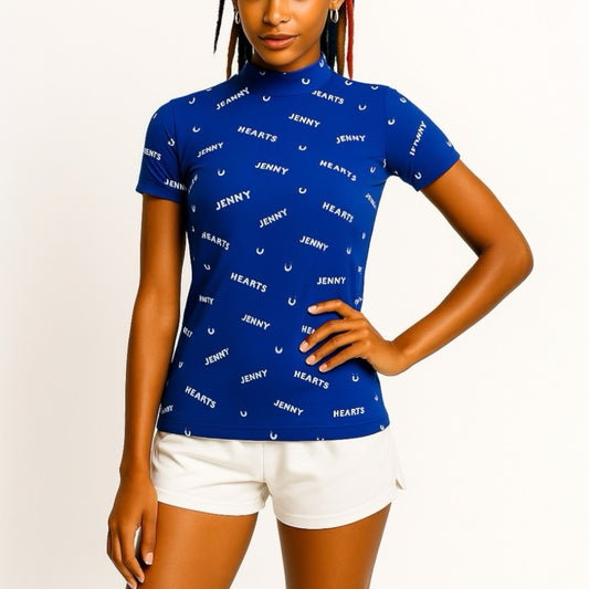 Women's Smooth Mock Brand Logo Golf Apparel, Mock Neck, Short Sleeves, Cooling Touch, Smooth Feel, UV Protection, Highly Stretchy, Stylish for Spring and Summer