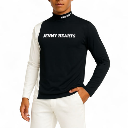 Men's mock neck long sleeve golf wear for spring and autumn. High-performance, luxurious, lightweight, stretchy, and stylish.