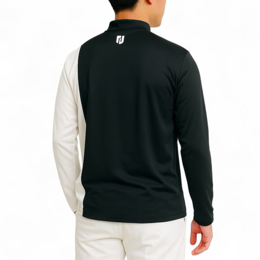 Men's mock neck long sleeve golf wear for spring and autumn. High-performance, luxurious, lightweight, stretchy, and stylish.