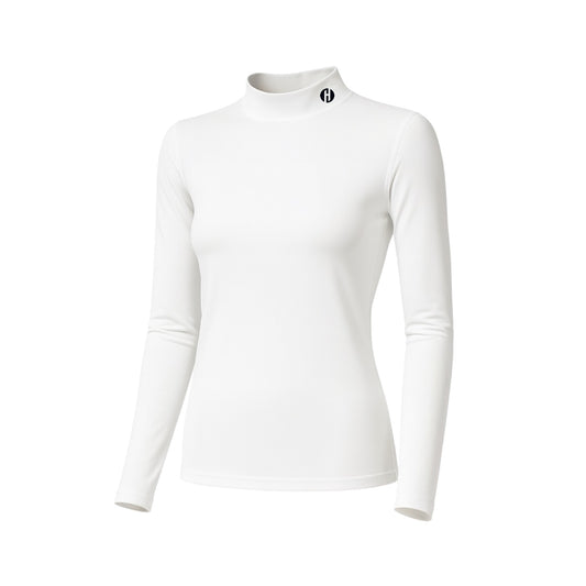 Ladies' Inner Shirt, Long Sleeve, High Neck, White, Black, Women's Golf Wear, Junior Golf Wear