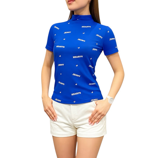 Women's Smooth Mock Brand Logo Golf Apparel, Mock Neck, Short Sleeves, Cooling Touch, Smooth Feel, UV Protection, Highly Stretchy, Stylish for Spring and Summer