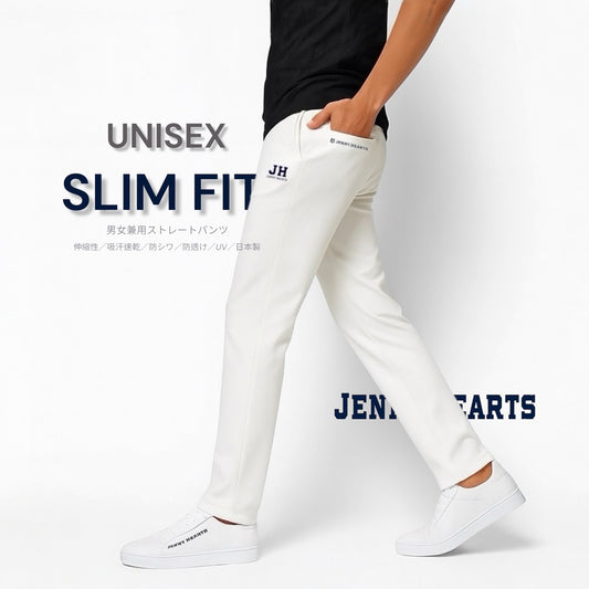 ゴルフパンツ ユニセックス スリムフィット ストレート 伸縮性 速乾 ドライタッチ UVカット 防透け 高機能 春夏秋 日本製 ゴルフウェア Golf Pants Slim Fit Unisex 001