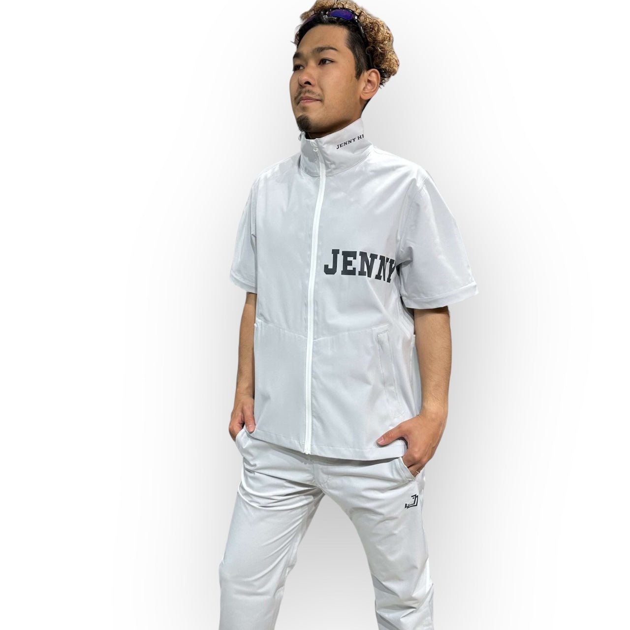 Unisex Rain Suit Light Grey JH-24R1001 ゴルフレインウェア ユニセックス 上下セット オールシーズン 撥水 防水