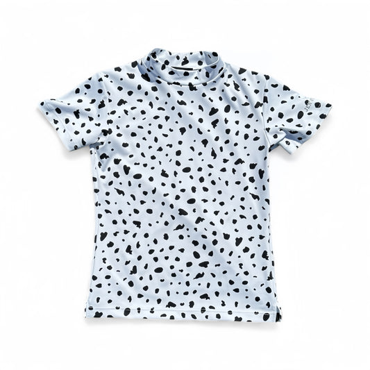 Women's Animal Mock Neck Leopard Print Golf Wear. Summer Short Sleeves with Stretchy Leopard Print. Soft to the Touch, Quick-Drying, UV Protection, White. Stylish and Cute. Recommended for Golfers. A Great Gift.