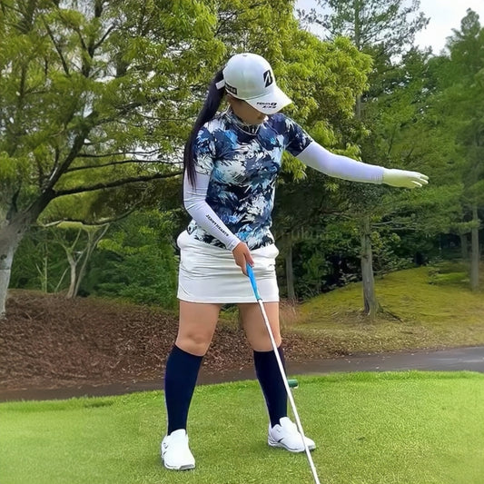 Women's Smooth Mock Graffiti Golf Wear, Short Sleeve, Stylish, Spring/Summer, Cool to the Touch, UV Protection, Highly Stretchy, Smooth to the Touch, Smooth Series