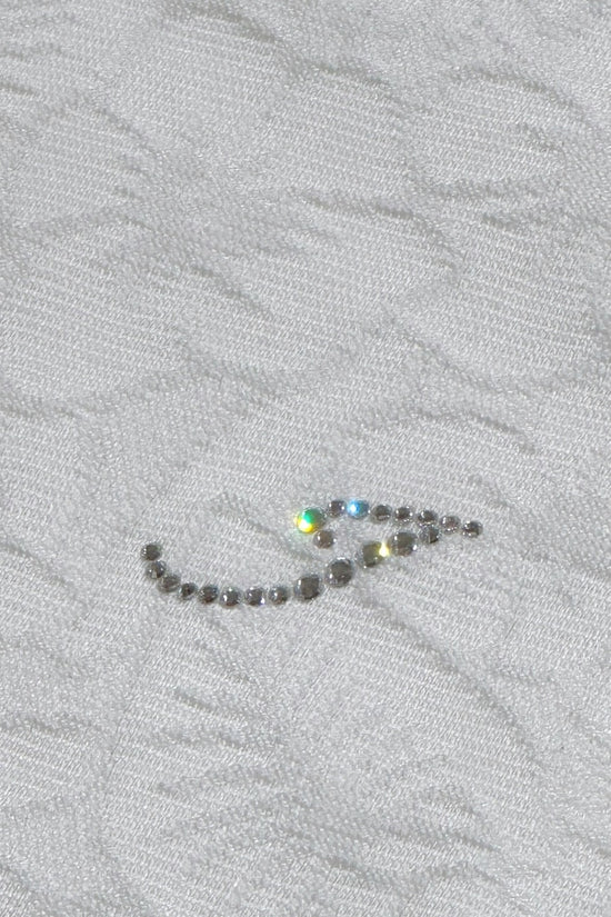 Junior Unisex Rhinestone Crew Neck ラインストーン クルーネック エンボス加工 オシャレ ハイビスカス柄 白 高級感 日本製 ジュニアゴルフウェア
