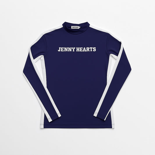 Ladies Mock Neck Spandex 究極のなめらかさ ゴルフウェア レディース 秋春 モックネック 長袖 軽量 ネイビー ツートンカラー UVカット 速乾 伸縮性抜群 おしゃれ