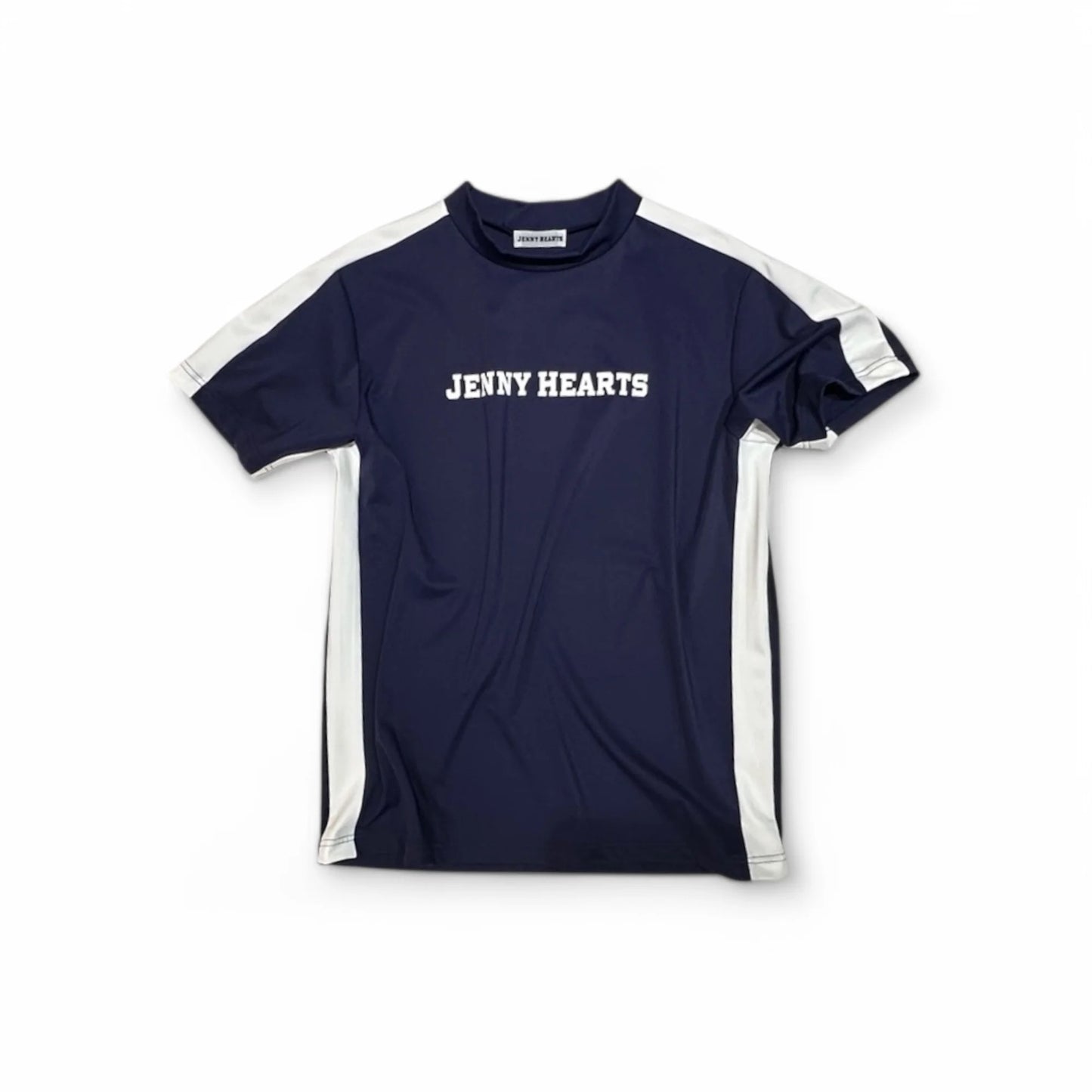 ＼新発売／Ladies Mock Neck Spandex ゴルフウェア レディース モックネック 半袖 ネイビー ツートンカラー 春 UVカット 速乾 伸縮性抜群 おしゃれ