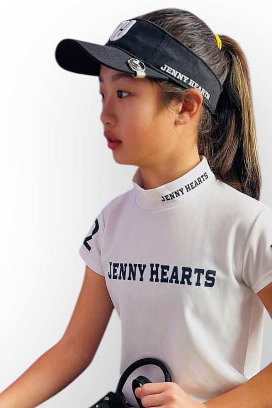 Junior Unisex Visor JHF23VL Black Sサイズ 低学年 ゴルフ バイザー ジュニア 白黒 帽子