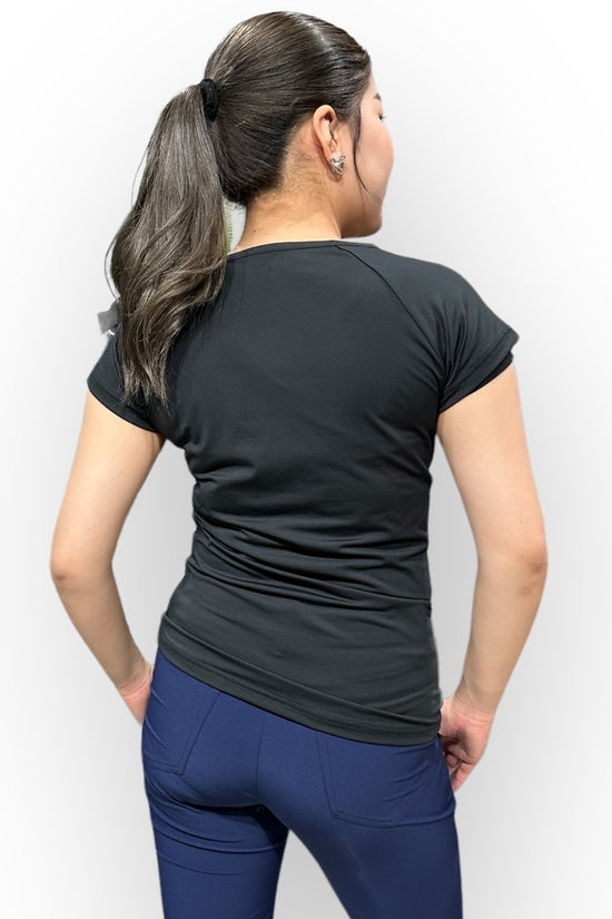 Ladies Inner Shirt インナー シャツ レディース 半袖 丸首 クルーネック 白 黒　ジュニアゴルフウェア