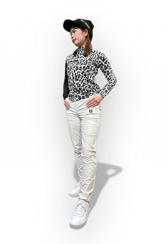Ladies Smooth Mock Animal Panther レディースモックネック ナイロン 長袖 黒豹 伸縮性 接触冷感 UVカット 春秋 おしゃれ 可愛い ゴルフ女子