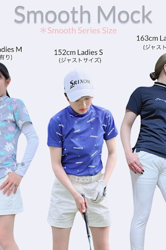 Ladies Smooth Mock Brand Logo ゴルフウェア レディース モックネック 半袖 接触冷感 なめらか肌触り UVカット 伸縮性高い おしゃれ 春夏