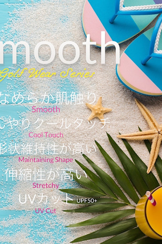 Ladies Smooth Mock Brand Logo ゴルフウェア レディース モックネック 半袖 接触冷感 なめらか肌触り UVカット 伸縮性高い おしゃれ 春夏
