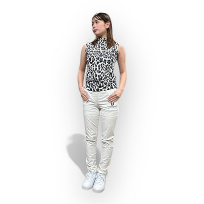 Ladies Sleeveless Animal Panther Mock Neck ノースリーブ モックネック 接触冷感 なめらか肌触り 伸縮性抜群 おしゃれ 夏 レディースゴルフウェア ジュニアゴルフウェア