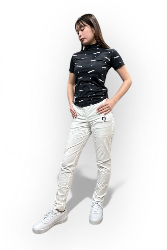 Ladies Smooth Mock Brand Logo ゴルフウェア レディース モックネック 半袖 接触冷感 なめらか肌触り UVカット 伸縮性高い おしゃれ 春夏