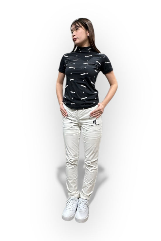 Ladies Smooth Mock Brand Logo ゴルフウェア レディース モックネック 半袖 接触冷感 なめらか肌触り UVカット 伸縮性高い おしゃれ 春夏