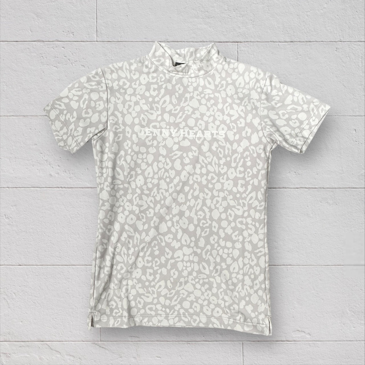 Mens Smooth Mock Animal White Panther 豹柄 パンサー なめらか肌触り おしゃれ 春夏 スムースシリーズ メンズゴルフウェア ピンクベージュ