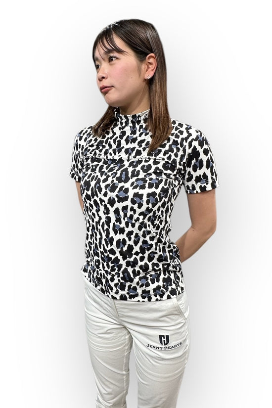 Ladies Smooth Mock Animal Panther 黒豹 パンサー 半袖 接触冷感 なめらか肌触りおしゃれ 春夏 スムースシリーズ レディースゴルフウェア ジュニアゴルフウェア