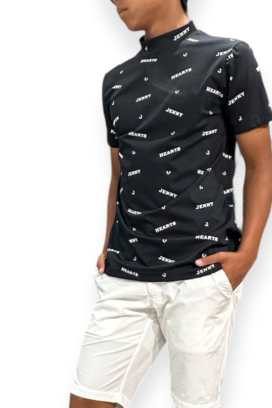 Mens Smooth Mock Brand Logo  メンズゴルフウェア モックネック 半袖 接触冷感 伸縮性高い なめらか肌触り 速乾 UVカット