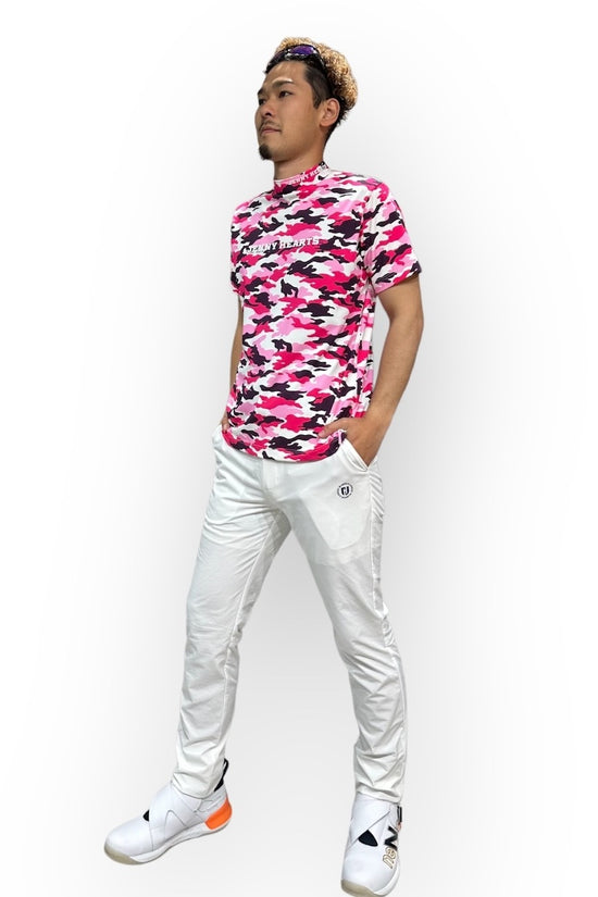Mens Smooth Mock Camouflage カモフラージュ 接触冷感 なめらか肌触り おしゃれ 春夏 メンズゴルフウェア