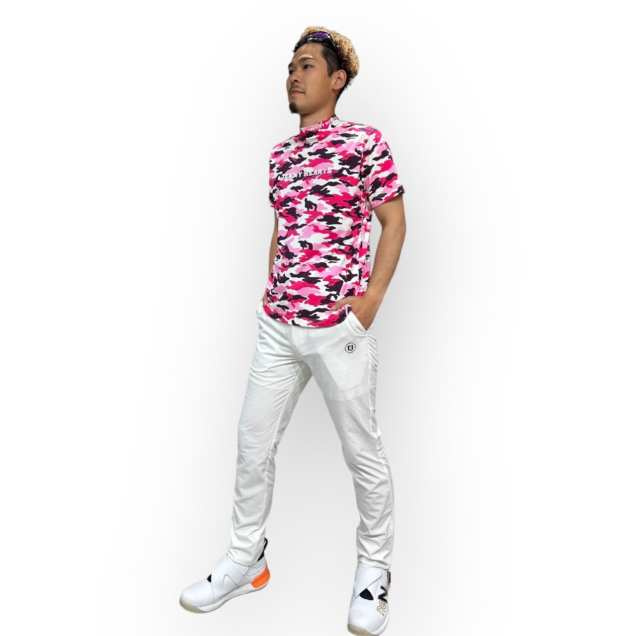 Mens Smooth Mock Camouflage カモフラージュ 接触冷感 なめらか肌触り おしゃれ 春夏 メンズゴルフウェア