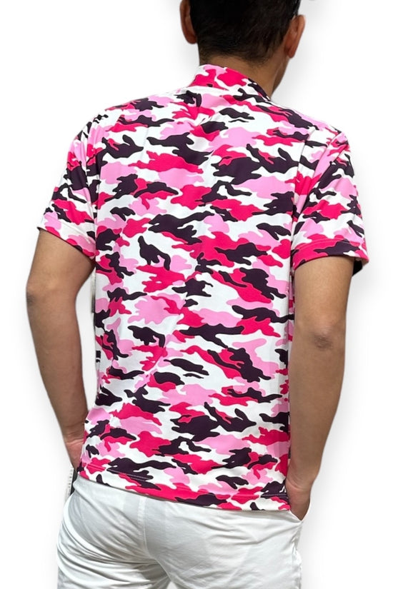Mens Smooth Mock Camouflage カモフラージュ 接触冷感 なめらか肌触り おしゃれ 春夏 メンズゴルフウェア